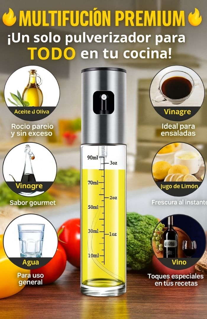 🛢️✨ DISPENSADOR DE ACEITE PREMIUM 100ML BOTELLA DE VIDRIO CON SPRAY PERFECTA PARA TU COCINA 🌟