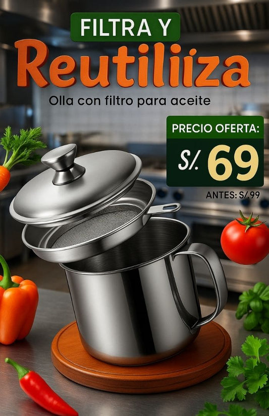 🍳🛢️🍟👩‍🍳 OLLA CON FILTRO PARA ACEITE 🍽️✨