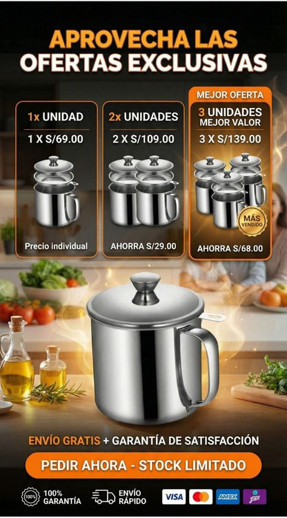 🍳🛢️🍟👩‍🍳 OLLA CON FILTRO PARA ACEITE 🍽️✨