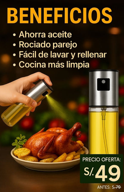 🛢️✨ DISPENSADOR DE ACEITE PREMIUM 100ML  BOTELLA DE VIDRIO CON SPRAY PERFECTA PARA TU COCINA 🌟