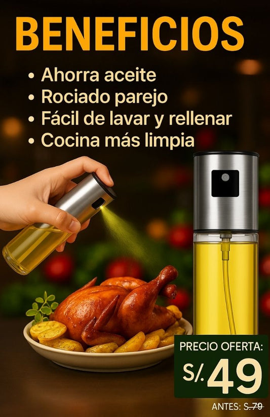 🛢️✨ DISPENSADOR DE ACEITE PREMIUM 100ML  BOTELLA DE VIDRIO CON SPRAY PERFECTA PARA TU COCINA 🌟
