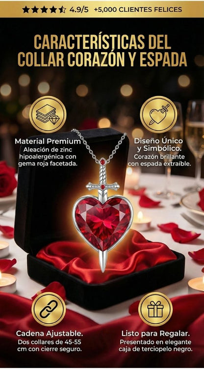 💖 Collar de Pareja Corazón y Espada 💖