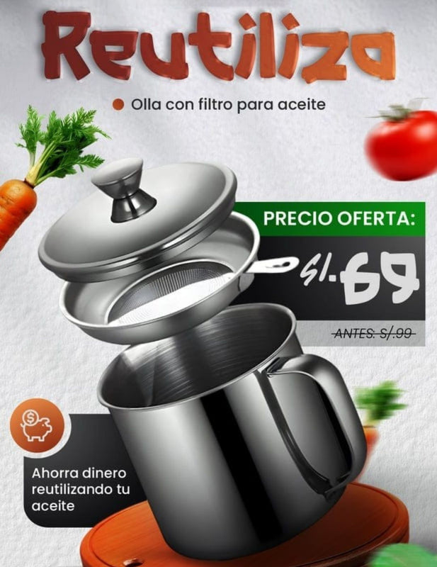 🍳🛢️🍟👩‍🍳 OLLA CON FILTRO PARA ACEITE 🍽️✨